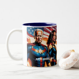Taza Bicolor El superhéroe Joe Biden y Kamala Harris