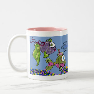 Taza Bicolor El tanque de pescado es arrojado