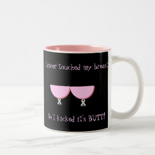 Taza Bicolor El Taza-Cáncer de Coffe tocó mis pechos .....