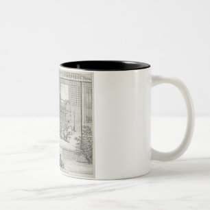 Taza Bicolor "El tejer de las sedas de Flower'd", dos mujeres