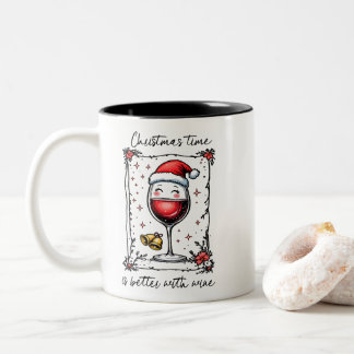 Taza Bicolor El tiempo de los navidades es mejor con el vino