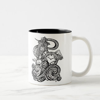 Taza Bicolor El tiempo vuela el ilustracion complejo de la