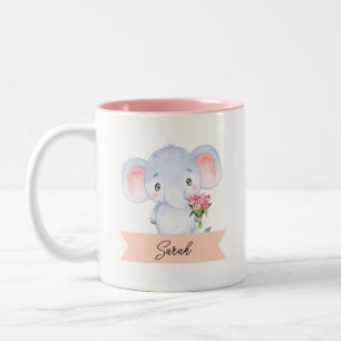Taza Bicolor El tierno elefante personalizado
