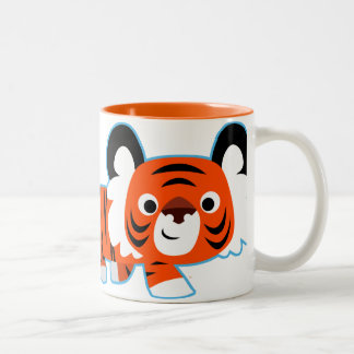 Taza Bicolor El tigre Personalizado lindo en el trineo de la fu