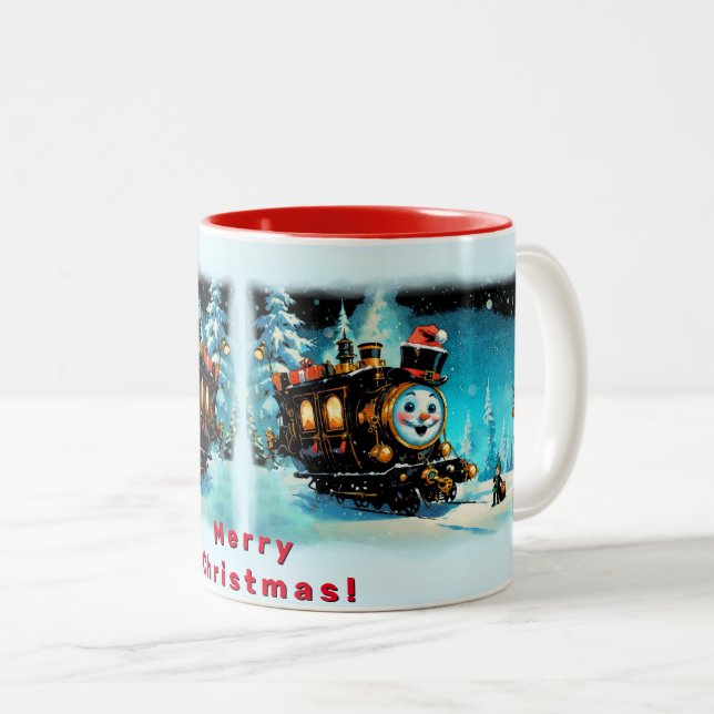 Taza Bicolor El tren de regalo - Escena de Navidades