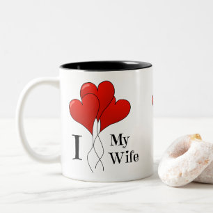 Taza Bicolor El trío de globos de corazón rojo que amo a mi esp