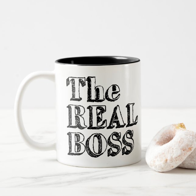 Taza Bicolor El verdadero jefe (Con donut)
