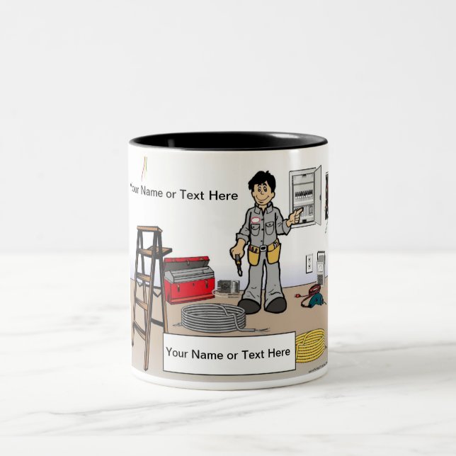 Taza Bicolor Electricista personalizado - Personalizado masculi (Centro)
