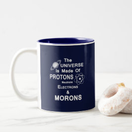 Taza Bicolor Electrones e Imbéciles de los neutrones de los