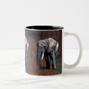 Taza Bicolor Elefante africano apoya la vida silvestre bebiendo