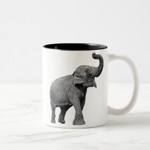 TAZA BICOLOR ELEFANTE ASIÁTICO GRANDE - ELEFANTE INDIO