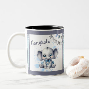 Taza Bicolor Elefante Azul Cute - Maní Pequeño