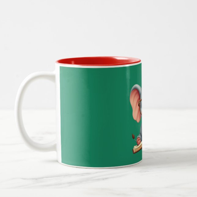 Taza Bicolor Elefante Bebé Sabio (Izquierda)