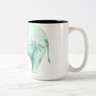 Taza Bicolor Elefante de menta con hojas de selva