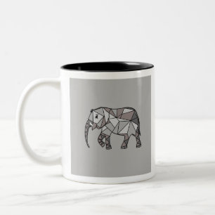 Taza Bicolor elefante geométrico, obispo gris 2