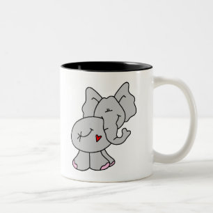 Taza Bicolor Elefante gris lindo