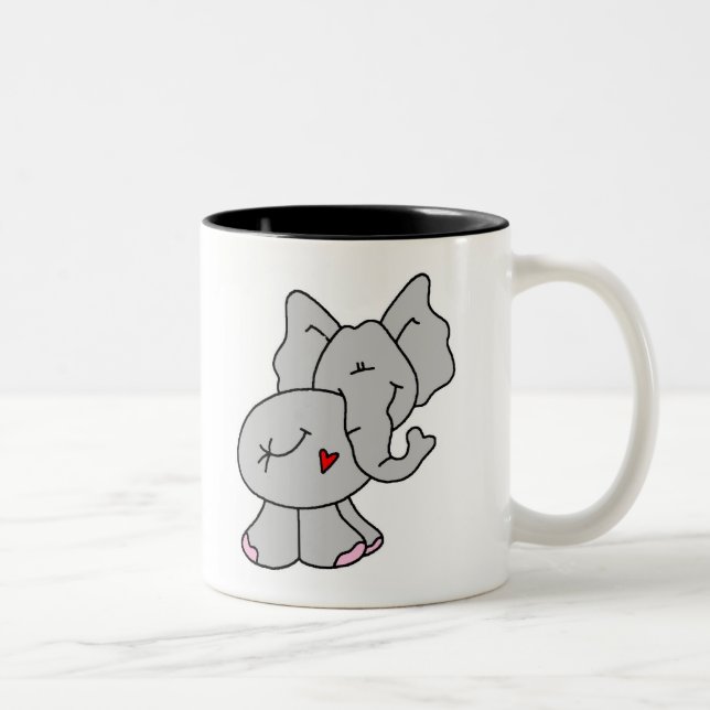 Taza Bicolor Elefante gris lindo (Derecha)