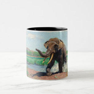 Taza Bicolor Elefante indio en un agujero de agua de Wilhelm Ku