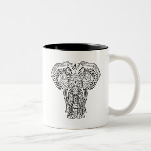 Taza Bicolor Elefante indio étnico