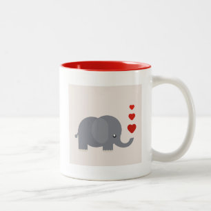 Taza Bicolor Elefante lindo con amor caprichoso de los