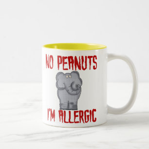 Taza Bicolor Elefante NINGUNOS cacahuetes soy alérgico