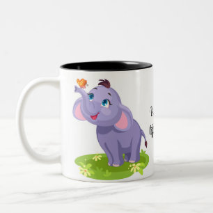 Taza Bicolor elefante personalizado lindo
