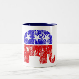Taza Bicolor Elefante republicano descolorado