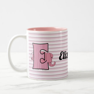 Taza Bicolor Elefante rosa monogramado E niño