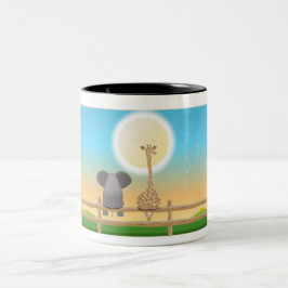 Taza Bicolor Elefante y jirafa BFF mug
