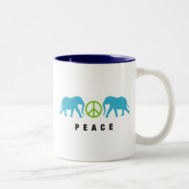 Taza Bicolor Elefantes con paz