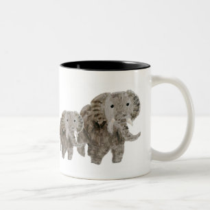 Taza Bicolor Elefantes de Arte Salvaje
