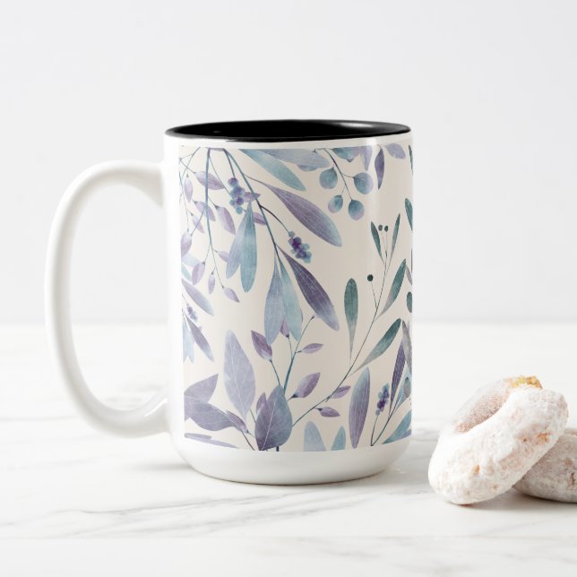 Taza Bicolor Elegancia de las hojas de color (Con donut)