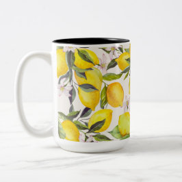 Taza Bicolor Elegancia de limón acuarela