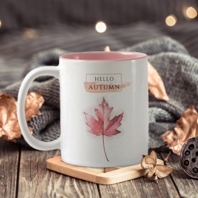 Taza Bicolor Elegant and Trendy Autumn Leaf Drawing (Subido por el creador)