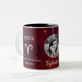 Taza Bicolor Elegant Aries Zodiac Symbol Traits Photo Mug