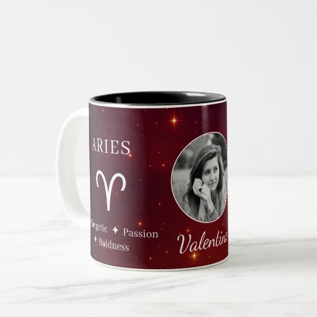 Taza Bicolor Elegant Aries Zodiac Symbol Traits Photo Mug (Anverso izquierdo)