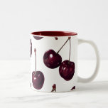 Taza Bicolor Elegant Deep Red Cherry Pattern Two-Tone  Mug<br><div class="desc">Add a touch of sweetness to your day with this Elegant Cherry Pattern Coffee Mug. Featuring a beautiful repeating pattern of rich, deep red cherries with a polished, artistic finish, this mug is perfect for anyone who loves modern fruit motifs and classic aesthetics. The interior is finished in a bold,...</div>