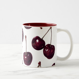 Taza Bicolor Elegant Deep Red Cherry Pattern Two-Tone  Mug
