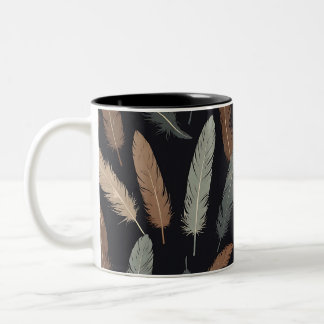 Taza Bicolor Elegant Feather Pattern Mug – Nature’s Grace