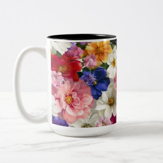 Taza Bicolor Elegant Floral Mug – Botanical Flower Print Coffee