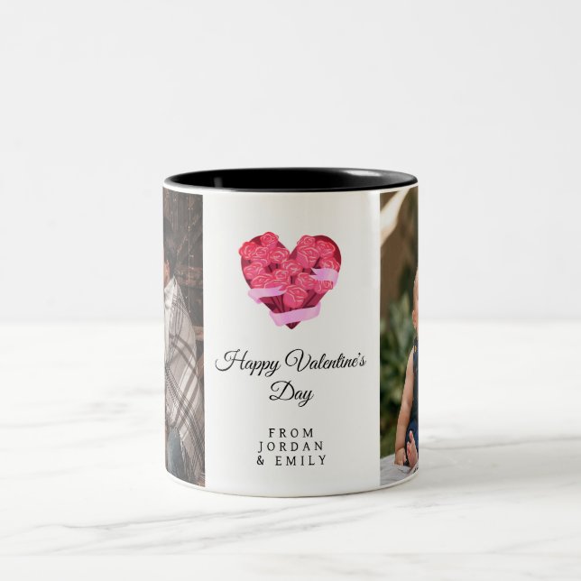 Taza Bicolor Elegant Heart Happy Valentine's Day Photo (Centro)