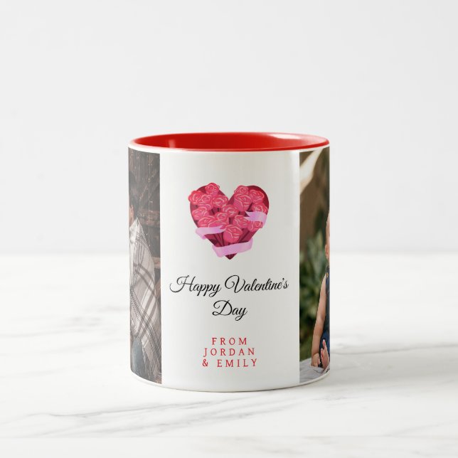 Taza Bicolor Elegant Heart Happy Valentine's Day Photo (Centro)