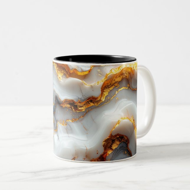 Taza Bicolor Elegant Marble & Gold Liquid Mug (Anverso derecho)