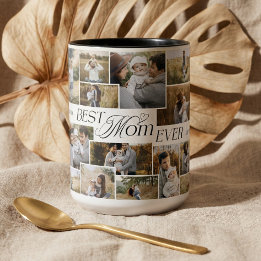 Taza Bicolor Elegant Mothers Day Best Mom Ever Photo Collage