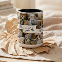 Taza Bicolor Elegant Mothers Day Best Mum Ever Photo Collage