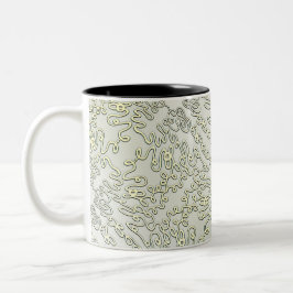 Taza Bicolor Elegant Scribble Pattern in Silver & Gold