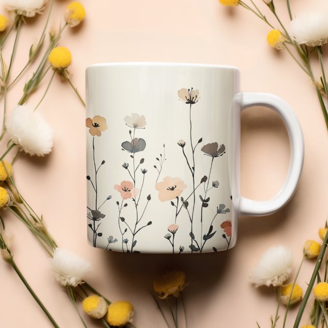 Taza Bicolor Elegante acuarela Flores salvajes Rústico (Subido por el creador)