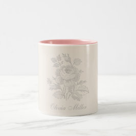 Taza Bicolor Elegante ambiente vintage rosa con rosa