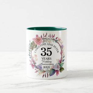 Taza Bicolor Elegante aniversario de boda floral (35)