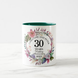 Taza Bicolor Elegante aniversario de bodas (30) floral